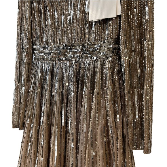 MAC DUGGAL 5528 Long Sleeve Tea Length Midi Dress Sz 2 Dark Taupe NWT $398 ✨ - Picture 10 of 14